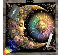 1 pièce Nappe de table de tarot Élégante Soleil et Lune Mandala Talobu Nappe d'autel Ciel étoilé Nappe de table Sorcellerie Astrologie Tapis noir d'oracle Nappe de tarot Boho Tapis de jeu Décoration d