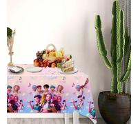 1 pièce Nappe de table pour fête d'idole K-POP, couverture de table rectangulaire imprimée de notes de musique, convient pour fête à thème K-POP, anniversaire, événements de fans, décoration de la mai