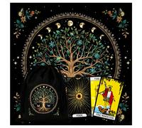 1 pièce Nappe de tarot arbre de vie enchanteur avec sac de tarot - Tapis d'autel en polyester vibrant avec design céleste et floral pour la lecture du tarot, la sorcellerie et l'astrologie, nappe de t
