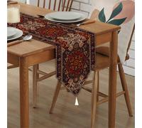 1 pièce Nappe en lin imprimée, chemin de table style boho multiformat, tapis de table avec motif turc oriental pour fête, camping, voyage, vacances, cuisine rustique campagnarde, salle à manger, décor