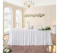1 pièce Nappe en tulle perlé de 4,27 m/2,74 m/2,44 m/1,83 m/1,22 m, jupe de table de signature de mariage, convient pour le mariage, la décoration de table de gâteau d'anniversaire, la douche de marié