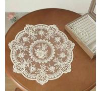 1 pièce, Nappe ronde en dentelle exquise - Conception unique à motif de fleurs au crochet. Isolation thermique, matériaux tissés, tapis de table multifonctionnels, dessous de verre, sets de table - St