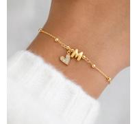 1 pièce Nouveau bracelet en perles d'acier inoxydable couleur or classique avec initiale en forme de cœur à bulles pour femmes L,M,S,H,A,T,O,B,C,D,E,F,G,I,J,K,N,P,R,V,W,Y,ZAcier inoxydable