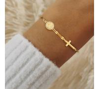 1 pièce Nouveau bracelet vintage en acier inoxydable doré avec croix, Sainte Vierge Marie pour femmes Style1,Style2,style3,Style4,Style5,style6,Style7,style8,style9,style10,Style11,Style18,Style17,Sty