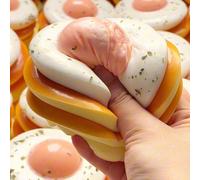 1 pièce Nouveau jouet squishy de toast d'œuf frit 2026, modèle d'aliment gâteau anti-stress, rebond lent, cadeau parfait pour les festivals, anniversaires, cadeau intéressant pour les enfants Toast au