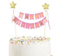 1 pièce Nouveau Joyeux Anniversaire Gâteau Topper Bannière, Décoration de Cuisson en Forme d'Étoile Fanion Guirlande pour Table de Fête Dessert 1 pièce,10 piècesNon-tissé
