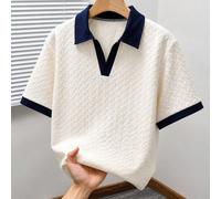 1 pièce Nouveau polo à manches courtes d'été, style minimaliste décontracté vert armée jacquard 3D coupe ample col classique, essentiel mode pour les trajets quotidiens, style de rue vibrant, tenue d'