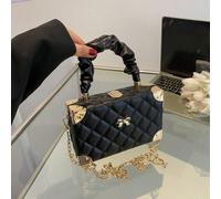 1 pièce Nouveau sac à main en PU matelassé de couleur unie avec décor de nœud, sac porté à la main élégant en forme de nuage plié avec sangle en chaîne métallique, petit sac carré pratique pour usage