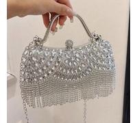 1 pièce Nouveau sac de soirée orné de strass - Sac à main brillant avec sequins et décoration de gland, convient pour être assorti avec des robes de mariée et de demoiselle d'honneur, bandoulière méta