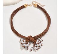1 pièce Nouveau style bohème populaire Collier tressé DIY avec perle fausse et franges, bijoux faits main pour femmes, convient pour robes, camisoles, cadeau idéal pour fête de plage sexy et vacances.