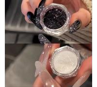 1 pièce Nouveau vernis à ongles Art Cristal de glace, sensation scintillante et haut de gamme, étincelle blanche polarisée, style noir cool, décoration de paillettes pour ongles à la mode, nouveaux ac