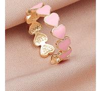 1 pièce Nouvelle bague joint en cuivre en forme de cœur simple et mignonne de couleur, convient pour le port quotidien par les femmes, pour la Saint-Valentin, les mamans, la Fête des Mères, cadeau Tai