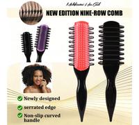 1 pièce Nouvelle brosse à cheveux bou 9 rangées, améliore la définition et la séparation des boucles, accessoires pour cheveux rose,noir,Violet,2 pièces roses,2 pièces noires,2 pièces violettesU