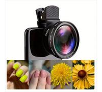 1 pièce Objectif de caméra auxiliaire pour smartphone 2-en-1 HD pour enregistrement vidéo, compatible avec les smartphones, objectif grand angle 0,45X et macro 37 mm, clip universel, compatible avec i