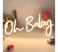 1 pièce "Oh Baby" Enseigne au néon à LED alimentée par USB, lumière blanche chaude et confortable. Décoration pour les chambres d'enfants et de bébés, décoration de chambre et de salon, cadeaux de fêt