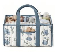 1 pièce Organisateur de langer floral, panier de rangement de style pour la nurserie - cadeau pour la baby shower, indispensable pour le registre de naissance, essentiels pour nouveau-nés, organisateu