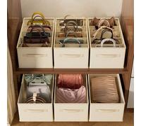 1 pièce Organisateur de sac à main pour armoire, boîte de rangement en tissu à compartiments pour placard, séparateur de sac à main grande capacité avec poignée, bac de rangement pliable pour sac à ma
