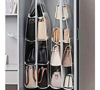 1 pièce Organisateur de sac en espace de 6/8 compartiments, organisateur de sac à main multicouche à suspendre pour armoire, porte-sacs, conception pliable pour un rangement facile lorsqu'il n'est pas