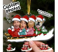 1 pièce Ornement de Noël personnalisé pour la famille Ornements de traîneau avec photo personnalisée Décorations uniques à conserver Mettent en valeur les liens familiaux spéciaux et les souvenirs des
