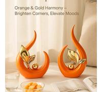 1 pièce Ornement décoratif d'art abstrait moderne orange & doré, décoration de la maison, décoration du salon, cadeau d'ornement mignon, convient pour la table basse, le meuble TV, la vitrine, la figu