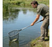 1 pièce Outil de pêche, épuisette télescopique et pliable en alliage d'aluminium, sac en maille de nylon 1 épuisette / Manche de 1,5 m + tête d'épuisette de 70 cm,1 épuisette / manche de 1,3 m + tête