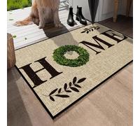 1 pièce Paillasson de bienvenue d'entrée rectangulaire en coquille de noix de coco HELLO Et Bienvenue, fibre naturelle, convient pour une utilisation en intérieur ou en extérieur - script décoratif 'H