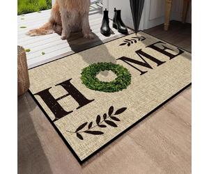 1 pièce Paillasson de bienvenue d'entrée rectangulaire en coquille de noix de coco HELLO Et Bienvenue, fibre naturelle, convient pour une utilisation en intérieur ou en extérieur - script décoratif 'H