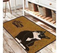 1 pièce Paillasson d'entrée de bienvenue en coquille de noix de coco rectangulaire avec l'inscription "HELLO et Bienvenue", en fibre naturelle, convient pour une utilisation intérieure ou extérieure -