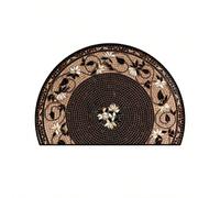 1 pièce Paillasson mosaïque florale de la Saint-Valentin - Tapis demi-circulaire vintage en velours cristal lavable en machine pour intérieur/extérieur, décoration de maison durable et confortable, ac
