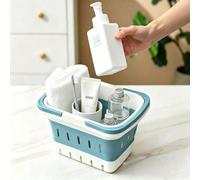 1 pièce Panier de bain pliable et portable en plastique, panier de rangement aéré et ajouré avec poignées ergonomiques, organisateur léger et pliable pour articles de toilette de douche, cosmétiques,