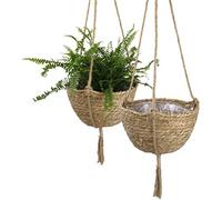 1 pièce Panier de jardinière suspendu Corde de jute tressée Cintre de plante d'intérieur Porte-plantes à suspendre Fleurs Organisateur de stockage Décoration de la maison