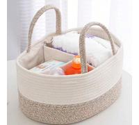 1 pièce Panier de rangement divisé multifonctionnel, panier de rangement portable pour les biberons de bébé, les couches, les fournitures maternelles et infantiles, panier à linge de style Ins en cord