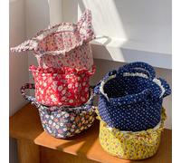 1 pièce Panier de rangement en tissu floral rural avec design à poignée, présentant une grande capacité et un rangement multifonctionnel. Une belle apparence et un espace esthétique, adapté au rangeme