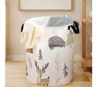 1 pièce Panier de rangement rond pliable avec motif animal mignon, grande capacité, bac de rangement polyvalent pour la nurserie, les couches de bébé, les vêtements, les jouets Taille UniqueCartoonPol