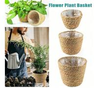 1 pièce Panier en osier tressé en paille pour pot de fleurs, panier suspendu en rotin, panier à linge , panier de rangement, jardin, Saint-Valentin, mariage, anniversaire, housse de pot de fleurs en r