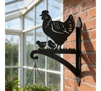 1 pièce Panier mural en métal avec crochet pour lanterne en forme de coq - Support de plante multifonctionnel en fer, convient pour une utilisation intérieure/extérieure, design moderne noir avec moti