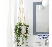 1 pièce Panier suspendu décoré de perles - Porte-plante macramé boho, panier mural fait main avec perles, organisateur de rangement décoratif pour la maison, la cuisine, la salle de bain, le bureau, l