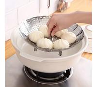 1 pièce - Panier vapeur extensible en acier inoxydable - Panier vapeur pour légumes pliable et réglable, panier égouttoir, convient à la plupart des ustensiles de cuisine, idéal pour cuire les pâtes, 