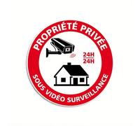 1 pièce Panneau d'avertissement de surveillance vidéo de style français - Plaque ronde en fer, convient pour la de propriété privée, rue extérieure, garage, maison, bar, club, mur, cour, patio - Polyv