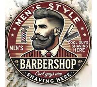 1 pièce Panneau de barbier rond vintage gravé à la feuille - Imperméable, résistant à la décoloration et à la rouille. Décoration murale pour chambre à coucher, cuisine, salle à manger, bar - Œuvre d'