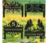 1 pièce Panneau de jardin personnalisé avec piquet - Numéro de maison et plaque d'adresse personnalisables, décoration de clôture de cour pelouse, plaque de numéro de maison en métal résistant aux int