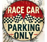1 pièce Panneau de métal rond vintage "Parking réservé aux voitures de course seulement" - Plaque décorative parfaite pour la chambre d'un garçon, le repaire d'un homme, la décoration murale du garage
