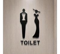 1 pièce Panneau de toilette en acrylique avec symboles 3D masculin et féminin, plaque d'indication pour les toilettes de bureau et publiques, meilleurs cadeaux Style 1-noir,Style 2-Noir,Style 3 noir,S