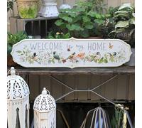 1 pièce Panneau décoratif de jardin imprimé à plat 2D, Panneau de bienvenue de style rustique, Pour accrocher au mur, Convient pour le jardin, le balcon, la cour et autres scènes de décoration de la m