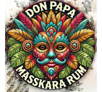 1 pièce Panneau en métal rond vintage 8"X8" Don Papa Masskara Rum, Art mural rétro pour bureau, chambre, salon, club, repaire d'homme, anniversaire, décoration de maison, décoration de chambre, décora
