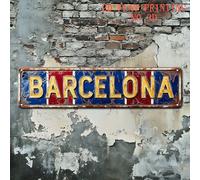 1 pièce Panneau extérieur et décoration murale 2D plate - Panneau de fer vintage "BARCELONE", 16 x 4 pouces, décoration rétro, œuvre murale de la ville espagnole et du sanctuaire du football, convient