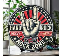 1 pièce Panneau métallique plat vintage de style hard rock, œuvre murale de musique heavy metal rétro, décoration de man cave/garage, convient pour restaurant, café, club, salon - 8x8 pouces, position