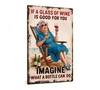 1 pièce Panneau métallique vintage, Si un verre de vin est bon pour vous, imaginez ce qu'une bouteille peut faire, Décoration murale pour la maison, ferme, club, cave d'homme, bar, pub, cadeau Taille