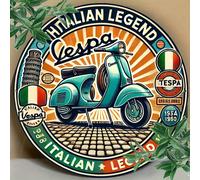 1 pièce Panneau mural en métal style vintage "Blechschild, Vespa-Italian Legend-Geschenk-Idee Fur" de 8 x 8 pouces (20 x 20 cm) - Décoration de chambre, cuisine, salle à manger, bar - Design unique, f