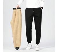 1 Pièce Pantalon De Sport Pour Homme Doublé De Teddy Avec Cordon De Serrage À La Taille Et Poches En Biais L,M,S,XL,XS,XXLUnicoloreTissu tissé